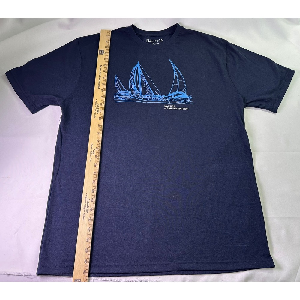 Nautica Sailing Division Shirt Mens 2XL Navy Blue Graphic Tee Yacht Club Coastal - Picture 7 of 8